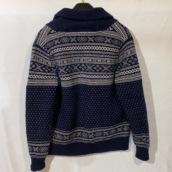 Refectory Navy Rib Shawl Collar Cardigan, Wool, Size Small - Picture 5 of 9